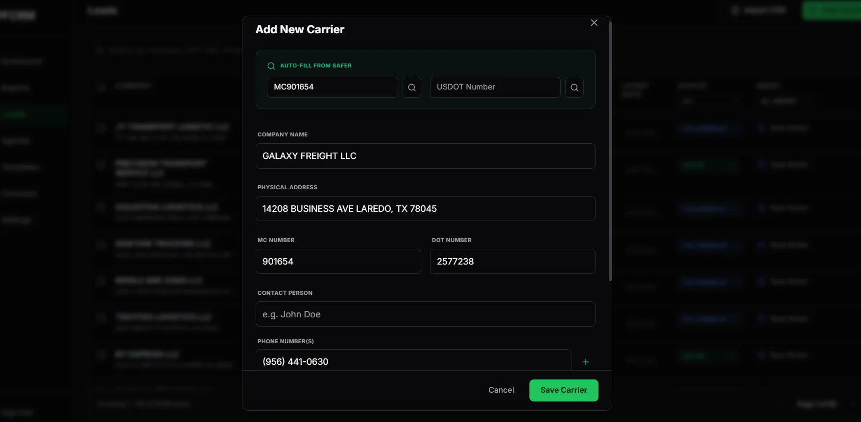 Extragere automată a datelor companiei pe baza numărului MC.